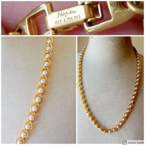 Napier Gold Pearl Necklace Vintage 